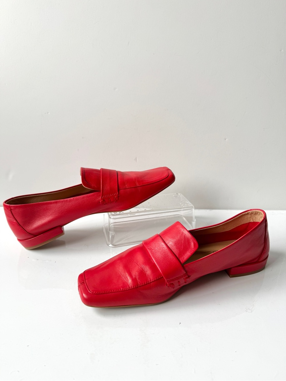 INTENTIONALLY BLANK Pinky Leather Square Toe Loafers in Cherry Size 38/7.5 US
